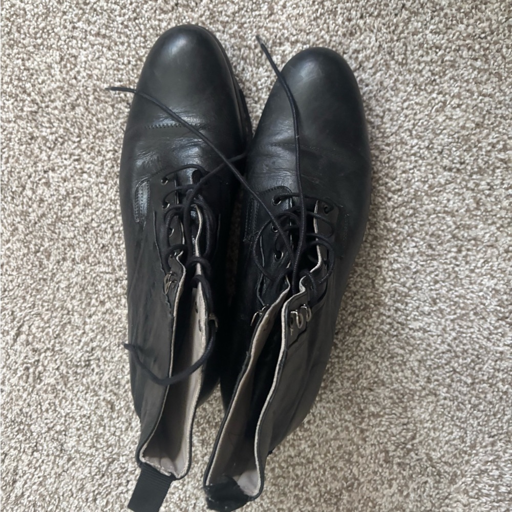 All Saints Dark Leather Lace-Up Boots